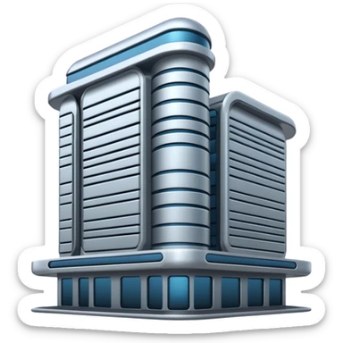 building with technological elements sticker