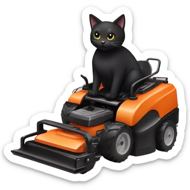black cat pushing a lawnmower sticker