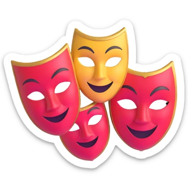 two theatre masks comedy and tragedy, happy and sad face masks sticker