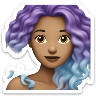 White Woman with long blue and purple ombre hair sticker