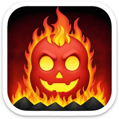 hell view with Red and black with fire, devily sticker