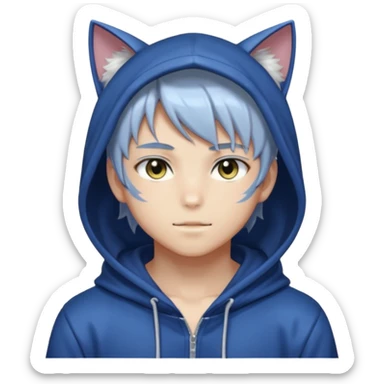 Sexy Handsome Shiny Sparkly Attractive Shoujo-Anime-style semi-realistic Catboy with a hoodie  sticker