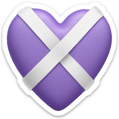 emoji of a violet heart similar to 💜with a healing bandage and have a white or light gray bandage wrapped around it, like this emoji❤️‍🩹. The bandage should be positioned diagonally across the heart, giving the appearance that the heart is being healed.  sticker