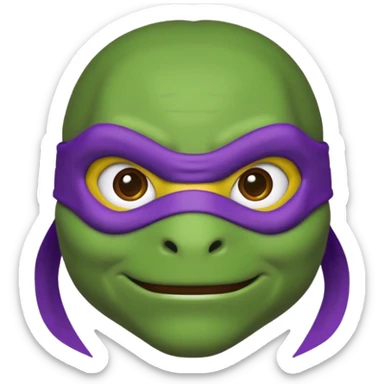 Donatello from Teenage Mutant Ninja Turtles, emoji style, head only, cute minimalistic style sticker