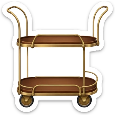 vintage hotel trolley with one platform at the bottom with one suitcase and curved arch at the top sticker
