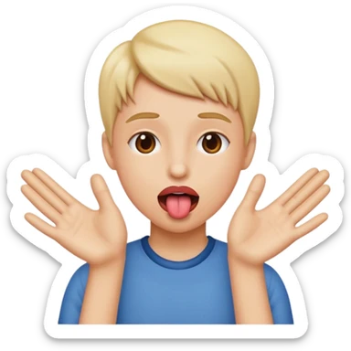 tounge out and hands to the side sticker