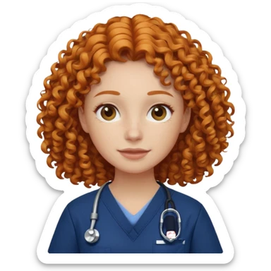 a ginger curly hair vet woman with navy blue scrub

 sticker