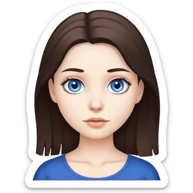 Girl with white skin and brunette hair with dark blue eyes  sticker