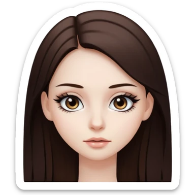 pale skin, girly bratz baddie, beautiful eyes, eyeliner, medium length straight brown hair sticker
