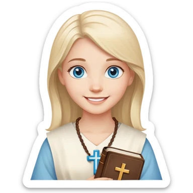 blue eyed girl loves jesus and bibles sticker