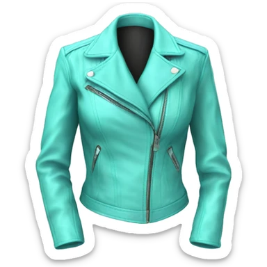 Realistic isolated open tiffany blue feminine fashion leather jacket. sticker