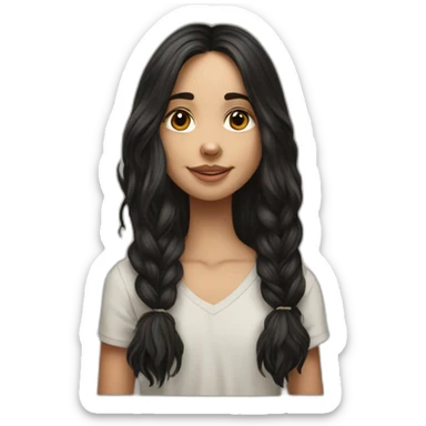 hyperrealist caucasian girl black long hair with brown english setter dog sticker