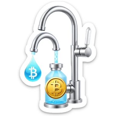 crypto currency symbol  named CryptoTap think more a tap or faucet  now add more about cryptocurrencyis sticker