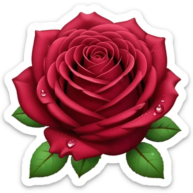 Realistic 12 burgundy￼ roses, full bouquet,  dew drops, high definition sticker