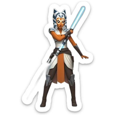 voluptuous ahsoka tano (full body, horns) white lightsaber sticker