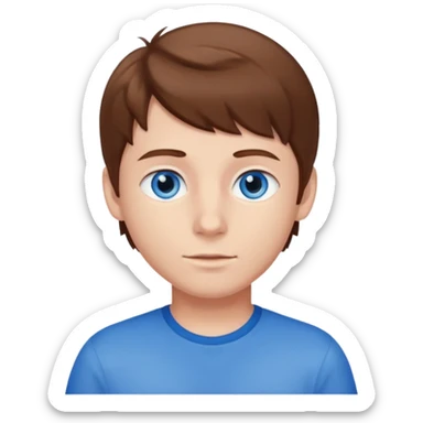 Brown haired boy with blue eyes  sticker