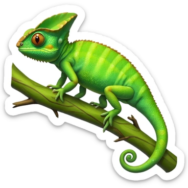 A green chameleon  sticker