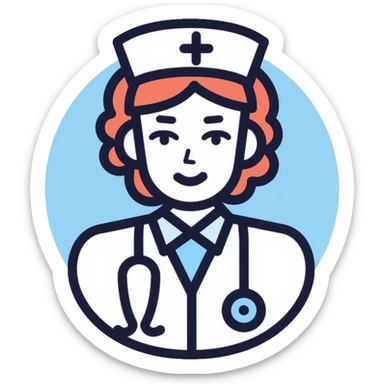 nurse icon with medical symbols sticker