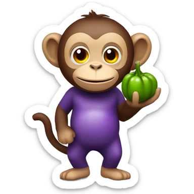 Monkey with a eggplant in his hand  sticker