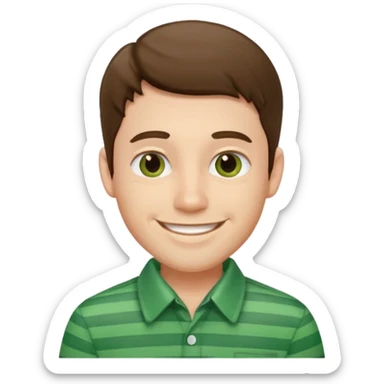 Man with green Striped Shirt not a t shirt sticker