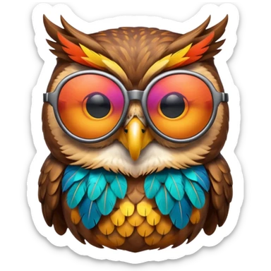 colorful silent owl wearing sunglasses sticker