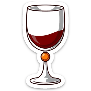 fancy silver goblet adorned with red amber stones containing dark red wine sticker
