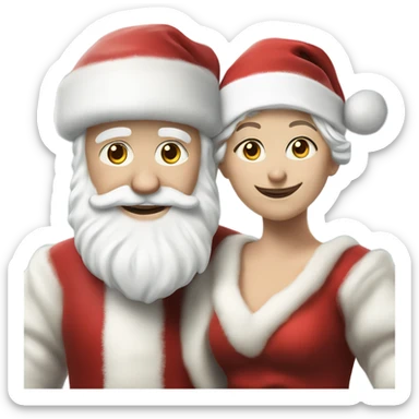 Photo Realistic pale Santa Claus and Mrs claus sticker