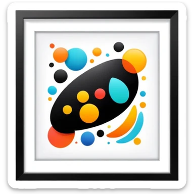 framed digital artwork with abstract vector shapes inside sticker