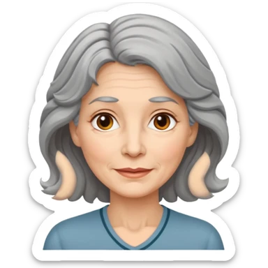 Femme 53 ans cheveux gris ondulés  sticker
