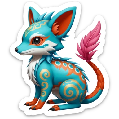  exotic tropical ornate furry Asian painted cyber-Sleuth-Loyd-Garmaddon-Litten-Linoone-Noibat-Fakémon-Pokémon-Vernid-creature sticker