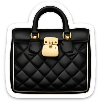 “Create a sticker of a black quilted Miu Miu bag with gold lettering sticker
