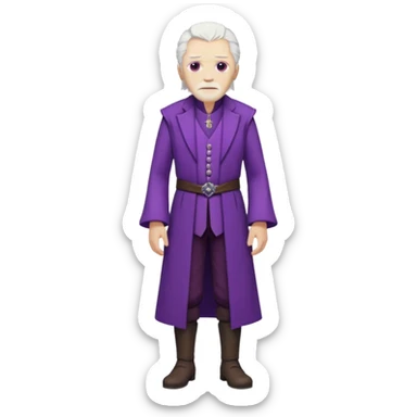 a white haired old man with purple eyes standing, full body, in Targaryen themed clothes sticker