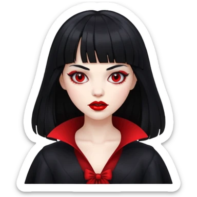 quero a foto de uma vampira com franja de cabelo preto sticker