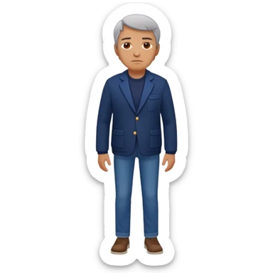 Security, Middle-aged, wearing navy blue jacket, serious facial expression, full body sticker