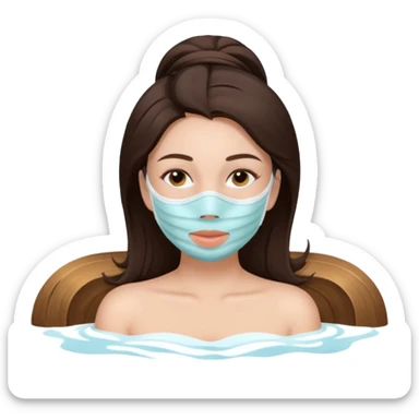 aesthetic brunette girl in spa face mask relaxe sticker