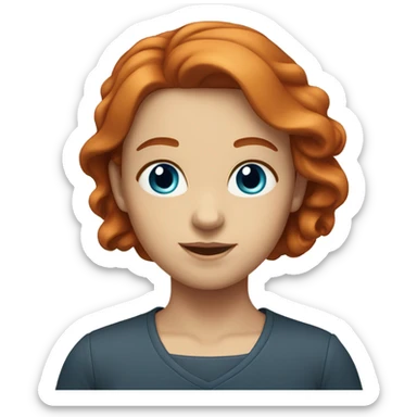 Redhead with neck length hair blue eyes sticker