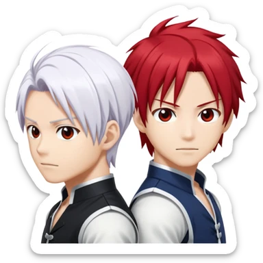 Just Shoto Todoroki's iconic split hairstyle without the face - left side red hair, right side white hair, from My Hero Academia sticker