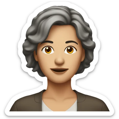 middle aged woman with dark brown mid length hair sticker