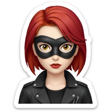woman thief chic with robber mask and red hair sticker