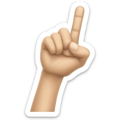 make just a right hand. make the thumb extend out towards the right, and make the pointer finger extend towards the sky. make the remaining fingers curled in. sticker