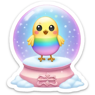 Kawaii rainbow pastel bedazzled chick in a sky snow globe  sticker