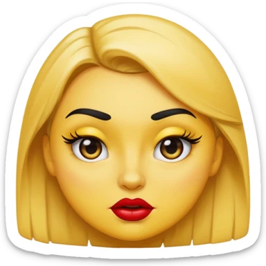 classic round yellow emoji face, bratty mean girl expression, thick lashes, glossy lips, side-eye smirk, dramatic eye makeup, sassy attitude, cartoon style, no body sticker