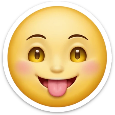 original emoji look yellow circle with one eye closed tongue out  sticker