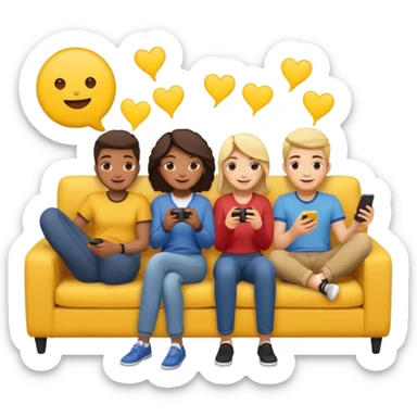 group of friends on couch playing a game couch should be deep yellow color sticker