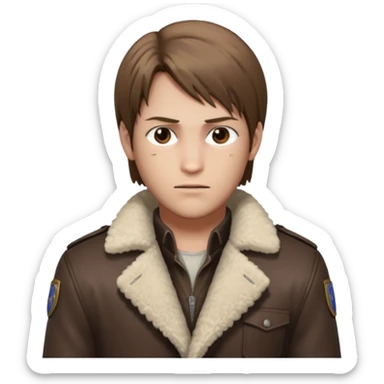 Leon Kennedy from resident evil 4 remake in sheepskin coat sticker