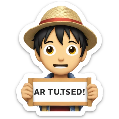 Luffy holding a sign that protests ai sticker