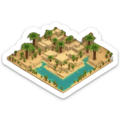isometric-3d-desert-oasis-minecraft sticker