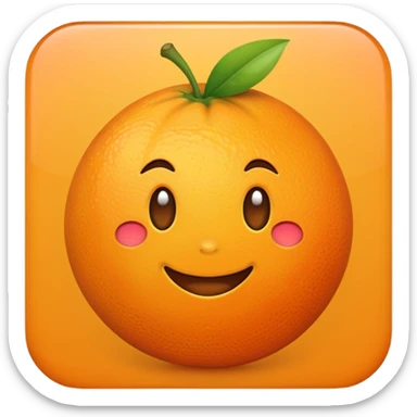 Hermès-style orange fruit, very simple and minimal, cute emoji style sticker