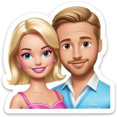Margot Robbie and Ryan Gosling as Barbie and Ken sticker