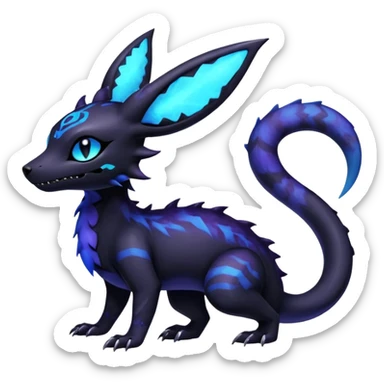 Gothic Nebulae Salandit-Umbreon-Fakémon-hybrid-creature (full body)  sticker